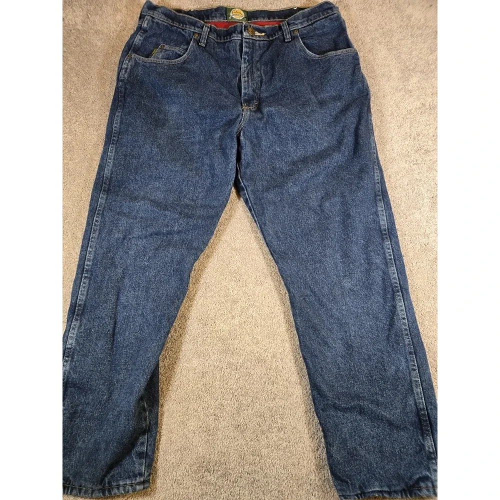 Cabela's Roughneck Jeans Mens 38x30 Red Fleece Lined Straight Denim‎